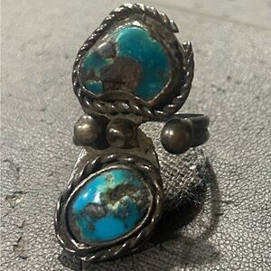 Antique Turquoise and Sterling Silver Women's Ring